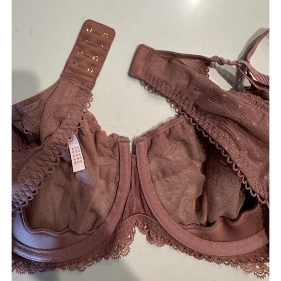 Dobreva Women’s Size 40C Unlined Pink Lace Sheer Bra Underwire Romantic - Picture 3 of 7